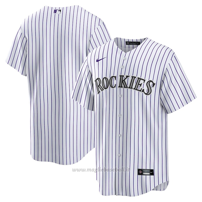 Maglia Baseball Uomo Colorado Rockies Home Blank Replica Bianco